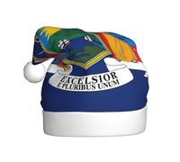 FSCEV Sombrero de Navidad con la bandera de Nueva York para adultos, sombrero de Papá Noel de felpa para Navidad, Año Nuevo, regalos festivos