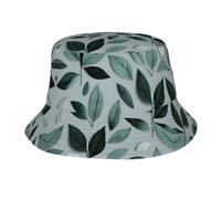FSCEV Sombrero de pescador con diseño de hojas de color gris menta, de ala ancha, para pesca, senderismo, playa, jardín, para hombres y mujeres