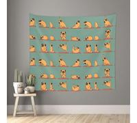 FSCEV Tapiz de pug de yoga, 152 x 129,5 cm, arte para colgar en la pared, para dormitorio, sala de estar, decoración del hogar
