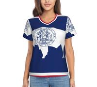 FSCEV Wyoming State Flag - Camiseta clásica de manga corta con cuello en V para mujer, ajuste regular, adecuada para correr a diario, Negro, S