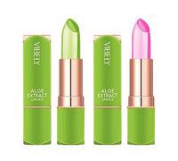FSDELIV 2 Piezas de lápiz Labial de Aloe Vera bálsamo Labial hidratante nutritivo de Larga duración Cambio de Color de Temperatura Brillo de Labios hidratante de Labios