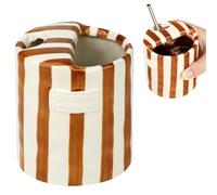 FSDFKPOP Taza de café de cerámica, taza pintada a mano de 10 oz con orificio for sorber, taza de viaje novedosa for café, té, café con leche, regalo for mamá, mujeres y amigas(Brown stripes)