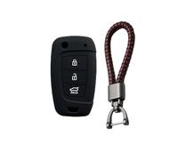 FSDGJZDFG Funda Protectora de Silicona para Llave de Coche de 3 Botones para Hyundai Solaris 2 Elantra I30 I35 I40 Tucson Kona, Llavero con Mando a Distancia abatible.