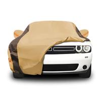 FSGRICH Funda impermeable para coche, para todo tipo de clima, compatible con Dodge Challenger, protección solar contra rayos UV y lluvia, cubierta exterior completa (camello con marrón)