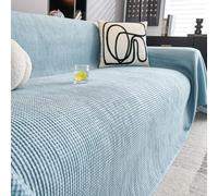 FSHFjje Funda de sofá de Seda Gris Claro - Protector refrescante y Transpirable para sofás esquineros de 3 plazas - Se Puede Lavar a máquina y admite Mascotas,Azul,180 * 230cm