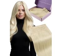 Fshine Extensión De Cabello Humano Butterfly Weft, Rubia Platino 24 Pulgadas 100 G, OVO Hole Micro Hand-Tied, Textura Larga Y Lacia Sedosa, Ideal Para Novias, Eventos Nocturnos O Estilos De Salón