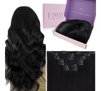 fshine Extensiones Clip Pelo Natural 20 Pulgadas Clip Human Hair Extensions Negro Natural 1b Extensiones Pelo Remy Clip 7PCS 120g Clip De Extensiones Straight Clip in Hair Extensions Human Hair