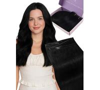 Fshine Extensiones De Cabello Humano Butterfly Weft, 18” Negro Azabache 100 G, Volumen Completo Natural, Diseño OVO Hole Micro Hand-Tied, Ideal Para Peinados De Novia Y Looks Diarios