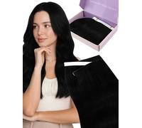 Fshine Extensiones De Cabello Tipo Weft Con Cinta Adhesiva De Cabello Humano Real, Color Negro Azabache 16 Pulgadas 90 G Remy Extensiones Tape-In, Adecuado Para Viajes