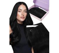 Fshine Extensiones De Cabello Tipo Weft Con Cinta Adhesiva De Cabello Humano Real, Negro Natural 16 Pulgadas 90 G Extensiones Tape-In Remy, Ideal Para Peinados De Boda, Damas De Honor Y Fiestas