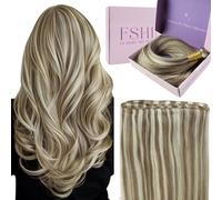 Fshine Génie Tissage Cheveux Humain 40cm 50g Brun Clair Highligh Blond Platine Tissage Cheveux Naturels Raides Extension Cheveux Naturel Tissage Lisse Human Hair Bundles Couleur 8P60