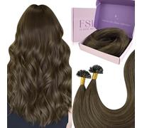 Fshine Pre-bonded Extensions de Cabello 22 Pulgadas Extensiones 55CM Marrón Oscuro a Castaño Balayage 50g Remy Queratina Bondings Extensiones de Pelo Natural U Tip Hair Extensions Color 2 8 2