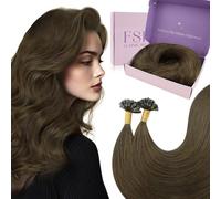 Fshine U Tip Extensions de Hot Fusion Queratina Cabello Natural 22 Pulgadas 55CM 50g Marrón Oscuro Extensiones de Colores Cabello de Queratina con Nail Extensions de Cabello Natural Color 2
