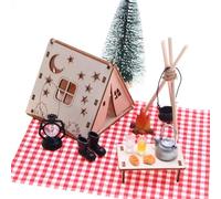 fshxj Wichtel Zubehör,Wichteltür Set,Miniatur Baustelle Weihnachten,Weihnachtswichtel Elf Mit Tür Elfentür,Mini Figuren Lichterkette,Wichtelhaus Buch Feentür,Fußabdrücke,Weihnachtsdeko,Wichtelhaus