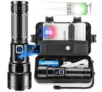 Fsiviim Linterna LED Alta Potencia 500000 Lúmenes, Recargable, Defensa Personal, Táctica Con Zoom, 5 Modos, Impermeable, Para Caza, Camping, Etc