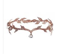 FSJMTQTS Coronas para Mujer Corona de Banda de Pelo de Frente de lágrima de Adorno Nupcial para Fiesta(Rose Gold)