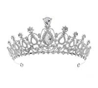 FSJMTQTS Coronas para Mujer Fiesta Prom Corona Tiara Cumpleaños Boda Vintage Nupcial Corona para Fiesta(Silver)