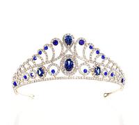 FSJMTQTS Coronas para Mujer Mujeres Tiara Crown Cumpleaños Crown Princess Concurso de Belleza Cumpleaños Nupcial para Fiesta(Azul)