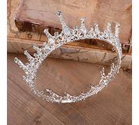 FSJMTQTS Coronas para Mujer Retro Bodas de Boda Bridal Tiara Corona joyería Accesorios for el Cabello para Fiesta(Blanco)