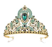 FSJMTQTS Coronas para Mujer Rhinestone Bridal Weddal Crown Concurso de Belleza Cumpleaños Bridal Prom Pageant para Fiesta(Verde)