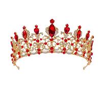 FSJMTQTS Coronas para Mujer Rhinestone Crowns y Tiaras Pageant Fottage Theatre para Fiesta(Rouge)