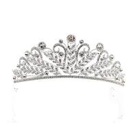 FSJMTQTS Coronas para Mujer Tiara Bridal Crown Nupcial Bodas Accesorios for el Cabello Cumpleaños Bridal Prom Pageant para Fiesta(Blanco)