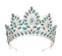 FSJMTQTS Coronas para Mujer Tiara Crown Cumpleaños Crown Rhinestone Nupcial Tiara Princess para Fiesta(Verde)