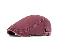 FSJMTQTS Gorras planas para hombre, sombrero de lengua de pato, sombrero de boina retro con placa ligera para hombre y mujer, rosso, M