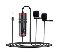 FSJMTQTS Micrófono con Clip para el Cuello Micrófono Lavalier de 3.5 mm con Mic Dual Mics Omni-Directional Sound Pickup 6.35 mm