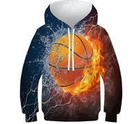 FSMHDG Hoodie para Niños Baloncesto En Diseño 3D, Sudadera para Niños Que Combina Moda Y Funcionalidad, Sudadera Infantil para El Día A Día.