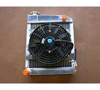 FSMOTO Radiador de aluminio de 4 núcleos + ventilador de cubierta para Austin-Rover Mini 850/1275 GT Cooper S One Clubman 1959-97 MT