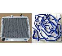 FSMOTO Radiador de aluminio de 50 mm + manguera azul 15 piezas para Re-nault Phase 2 1988-1991 Super 5/R5 GT 1.4 turbo AT/MT