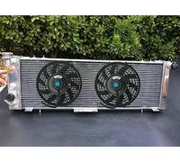 FSMOTO Radiador de aluminio + ventilador * 2 para Jeep Cherokee XJ & Comanche MJ 2.5L 4.0L 242 CID 1992 1993 1994 2000 1999