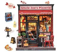 Fsolis Book Nook Kit - Angolo Lettura Case Delle bambole con Luci LED - Scaffale Libri Miniatura Illuminato, Dono Decorativo per Ragazzi e Adulti che CREA Atmosfere Suggestive (Uncle Joe's Pizzeria)
