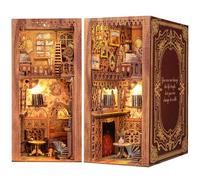 Fsolis Book Nook Kit - DIY Maqueta de Rincón Literario Casas de muñecas, Decoración con Luz LED, Kit de Construcción y Regalo Original Ideal para jóvenes creativos(Eternal Bookstore)