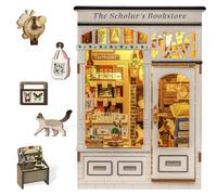 Fsolis DIY Book Nook, Casa de muñecas - Construye una decoración Creativa de estantes y Escritorio, para Adolescentes y Adultos, Montaje Artesanal(The Scholar's Bookstore)