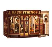 Fsolis Kit Book Nook de Manualidades y Casa de Muñecas con iluminación LED - Modelo Miniatura Creativo para estanterías, Idea de Regalo para Adultos y jóvenes (Cuerdas de Bach)