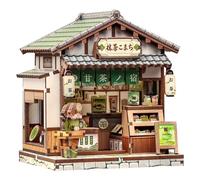 Fsolis Mini Puzzle de Madera 3D Book Nook Japan Kit Regalo de Alivio del estrés para Principiantes, decoración de estantería, casa Japonesa en Miniatura, casa de muñecas (Kyoto Matcha Cottage)