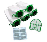 FSProdukte Juego de 5 bolsas de microfieltro para aspiradora, 1 filtro protector del motor y bloques de fragancia adecuados para Vorwerk Kobold VB 100 VB100 FP 100 FP100 Premuim calidad