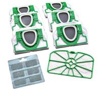 FSProdukte Juego de 6 bolsas de aspiradora de microfibra, 1 filtro protector del motor y 6 bloques de fragancia compatibles con Vorwerk Kobold 200 VK200 FP200 Premuim calidad