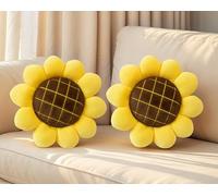 FSRONGXI Cojín de girasol, cojín de flores, cojín de suelo, forma de flor, lindo cojín de asiento, decoración para el hogar y el automóvil (39 x 39 cm), 2 piezas