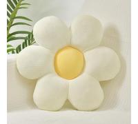 FSRONGXI Cojín decorativo con diseño de margaritas, color blanco, bonitos cojines de suelo, cojín estético para decoración de habitación, sofá, silla, 38 cm (blanco y amarillo)