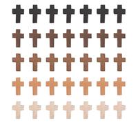 FSSTUD 100 dijes pequeños de cruz de madera natural, cuentas de cruz de madera, mini cuentas de cruces de bolsillo, pequeñas cruces para hacer joyas, cruces de madera vintage para manualidades, aretes