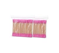 FSSTUD 200 Uds coloridos bastoncillos de algodón de doble punta de algodón para los oídos palillos de algodón con cabeza espiral brotes de algodón con palos de madera para limpiar rosa