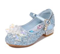 FStory&Winyee Sandalias Elsa Frozen de Princesa para Niñas con Tacón Zapatos para Niños Brillo de Fiesta Cristal Accesorios de Disfraz de Carnaval Fiesta de Actuación Bola de Baile Tacón,Azul 2,26