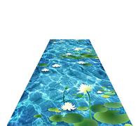 FSunKoFu Runner Rug for Hallway Non Slip Rug Runner Blue Runner Rug for Outdoor/Indoor - Non Slip 3D Carpet with Lotus Pattern, Decor Mat for Park Deck Gazebo Poolside Aisle (Size : W100cm x L700cm)