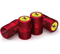 FSWEOKL 4 Piezas Tapones de Válvula para Ferrari 296 GTB Assetto Fiorano, Tapas Metálicas Resistentes con Sellado Antifugas y Antipolvo para Neumáticos,Red
