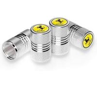 FSWEOKL 4 Piezas Tapones de Válvula para Ferrari 296 GTB Assetto Fiorano, Tapas Metálicas Resistentes con Sellado Antifugas y Antipolvo para Neumáticos,Sliver