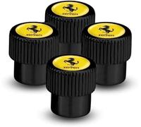 FSWEOKL 4 Piezas Tapones de Válvula para Ferrari LaFerrari / SF90 Stradale / 296 GTB, Tapas Metálicas Resistentes con Sellado Antifugas y Antipolvo para Neumáticos,Black