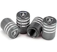 FSWEOKL 4 Piezas Tapones de Válvula para Lamborghini Countach LPI 800-4, Tapas Metálicas Resistentes con Sellado Antifugas y Antipolvo para Neumáticos,Silver